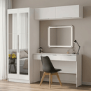 Conjunto Quarto 1 Penteadeira 2 Aéreos 1 Guarda-Roupa com Espelhos 2 Portas Neo Branco Madesa