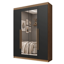 Guarda-Roupa Solteiro 4 Portas Batentes com Espelho Rustic/Preto/Rustic Venus Madesa