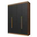 Guarda-Roupa Solteiro 4 Portas Batentes Rustic/Preto/Rustic Venus Madesa