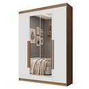 Guarda-Roupa Solteiro 4 Portas Batentes com Espelho Rustic/Branco/Rustic Venus Madesa