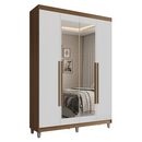 Guarda-Roupa Solteiro com Pés 4 Portas Batentes com Espelho Rustic/Branco/Rustic Venus Madesa