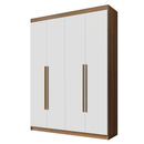 Guarda-Roupa Solteiro 4 Portas Batentes Rustic/Branco/Rustic Venus Madesa