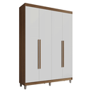 Guarda-Roupa Solteiro com Pés 4 Portas Batentes Rustic/Branco/Rustic Venus Madesa