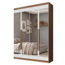 Guarda-Roupa Solteiro 4 Portas Batentes com Espelhos Rustic/Branco/Rustic Venus Madesa
