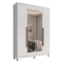 Guarda-Roupa Solteiro com Pés 4 Portas Batentes com Espelho Branco/Branco/Rustic Venus Madesa