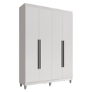 Guarda-Roupa Solteiro com Pés 4 Portas Batentes Branco/Branco/Preto Venus Madesa