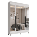Guarda-Roupa Solteiro com Pés 4 Portas Batentes com Espelhos Branco/Branco/Preto Venus Madesa