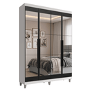 Guarda-Roupa Solteiro com Pés 4 Portas Batentes com Espelhos Branco/Preto/Preto Venus Madesa