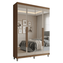 Guarda-Roupa Solteiro com Pés 4 Portas Batentes com Espelhos Rustic/Crema/Rustic Venus Madesa