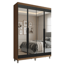 Guarda-Roupa Solteiro com Pés 4 Portas Batentes com Espelhos Rustic/Preto/Preto Venus Madesa