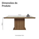 Mesa de Jantar Retangular Tampo com Moldura e Vidro Sobreposto Rustic/Crema 5275 Madesa