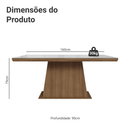 Mesa de Jantar Retangular Tampo com Moldura e Vidro Sobreposto Rustic/Branco 5364 Madesa