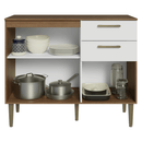 Balcão Gabinete de Pia 105 cm 3 Portas 2 Gavetas Rustic/Branco Lille Madesa