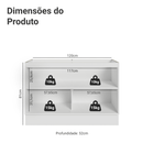 Balcão Gabinete de Pia 120 cm 2 Portas (Sem Tampo) Branco/Preto Lux Madesa