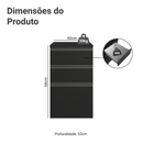 Balcão de Cozinha 40 cm 3 Gavetas Suspenso Preto Nice Madesa