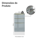 Balcão de Cozinha 40 cm 3 Gavetas Branco/Cinza Lux Madesa