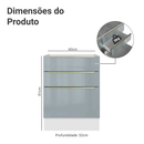 Balcão de Cozinha 60 cm 3 Gavetas (Sem Tampo) Branco/Cinza Lux Madesa