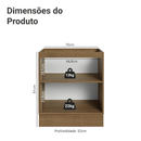 Balcão de Cozinha 70 cm 2 Portas (Sem Tampo) Rustic/Preto Lux Madesa