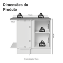 Balcão de Canto 1 Porta Branco/Preto Lux Madesa