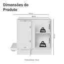 Balcão de Canto 1 Porta (Sem Tampo) Branco/Preto Lux Madesa