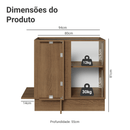 Balcão de Canto 1 Porta (Sem Tampo) Rustic/Preto Lux Madesa
