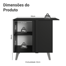 Balcão de Canto 1 Porta Com Pés Preto Nice Madesa