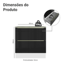 Balcão de Cozinha 80 cm 2 Gavetas Branco/Preto Lux Madesa
