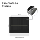 Balcão de Cozinha 80 cm 2 Gavetas (Sem Tampo) Branco/Preto Lux Madesa