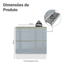 Balcão de Cozinha 80 cm 2 Gavetas Branco/Cinza Lux Madesa