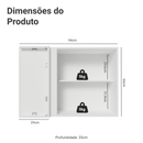Armário Aéreo de Canto 1 Porta Branco/Preto Lux Madesa