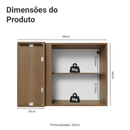 Armário Aéreo de Canto 1 Porta Rustic/Preto Lux Madesa