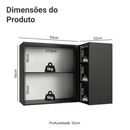 Armário Aéreo de Canto 1 Porta e Adega Preto Nice Madesa