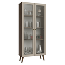 Cristaleira 70 cm 2 Portas de Vidro com Pés Cônicos Rustic/Crema/Rustic Vik Madesa