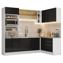 Armário de Cozinha Completa de Canto 399 cm Branco/Preto Lux Madesa 01