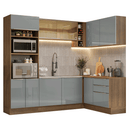 Armário de Cozinha Completa de Canto 399 cm Rustic/Cinza Lux Madesa 01