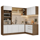 Armário de Cozinha Completa de Canto 416 x 60 cm Rustic/Branco Veludo Lux Madesa 01