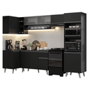 Armário de Cozinha Completa de Canto 385 cm Preto Nice Madesa 03