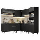 Armário de Cozinha Completa de Canto 445 cm Preto Nice Madesa 01