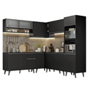 Armário de Cozinha Completa de Canto 445 cm Preto Nice Madesa 02