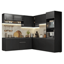 Armário de Cozinha Completa de Canto 445 cm Suspenso Preto Nice Madesa 03