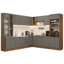 Armário de Cozinha Completa de Canto 549 cm Rustic/Cinza Vik Madesa 01
