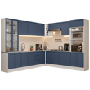 Armário de Cozinha Completa de Canto 549 cm Branco/Azul Vik Madesa 01