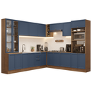Armário de Cozinha Completa de Canto 549 cm Rustic/Azul Vik Madesa 01