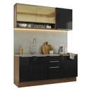 Armário de Cozinha Compacta 180 x 60 cm Rustic/Preto Lux Madesa 05