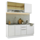 Armário de Cozinha Compacta 180 x 60 cm Branco/Branco Veludo Lux Madesa 05