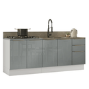 Armário de Cozinha Compacta 200 x 60 cm Branco/Cinza Lux Madesa 06