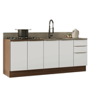 Armário de Cozinha Compacta 200 x 60 cm Rustic/Branco Veludo Lux Madesa 06