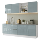 Armário de Cozinha Completa 240 cm Branco/Cinza Lux Madesa 09