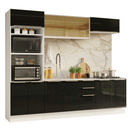 Armário de Cozinha Completa 270 cm Branco/Preto Lux Madesa 05