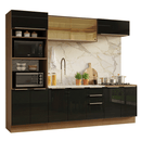 Armário de Cozinha Completa 270 cm Rustic/Preto Lux Madesa 05